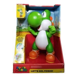Super Mario Let's Go, Yoshi! 12-Inch-Tall Interactive Action Figure New